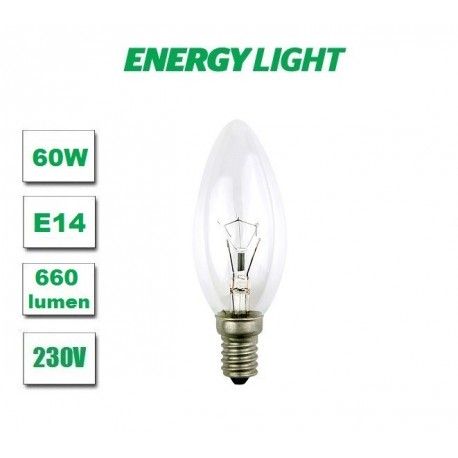 10 sztuk Żarówka tradycyjna E14 świeczka 60W Energy Light